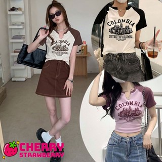 เสื้อครอป CROP เอวลอย แขนสั้น ผ้าคอตตอน 100% เสื้อครอปเเขนสั้นคอกลม เสื้อครอปมินิมอล