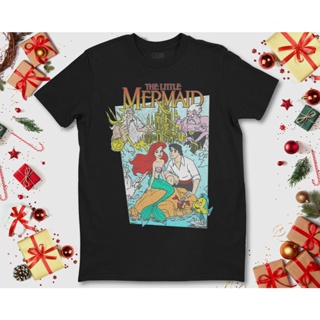 Mens round neck T-shirt Disney The Little Mermaid Vintage Cover Graphic T Shirt Adult Shirt 8320