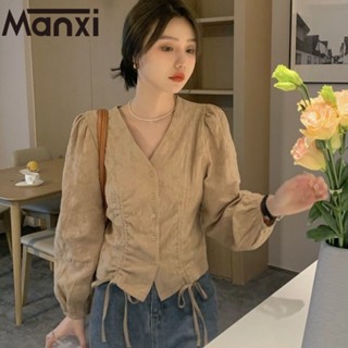 Manxi เสื้อสาวอวบ เสื้อแฟชั่นผู้หญิง สะดวกสบาย  มีความรู้สึกของการออกแบบ  A95K0F6