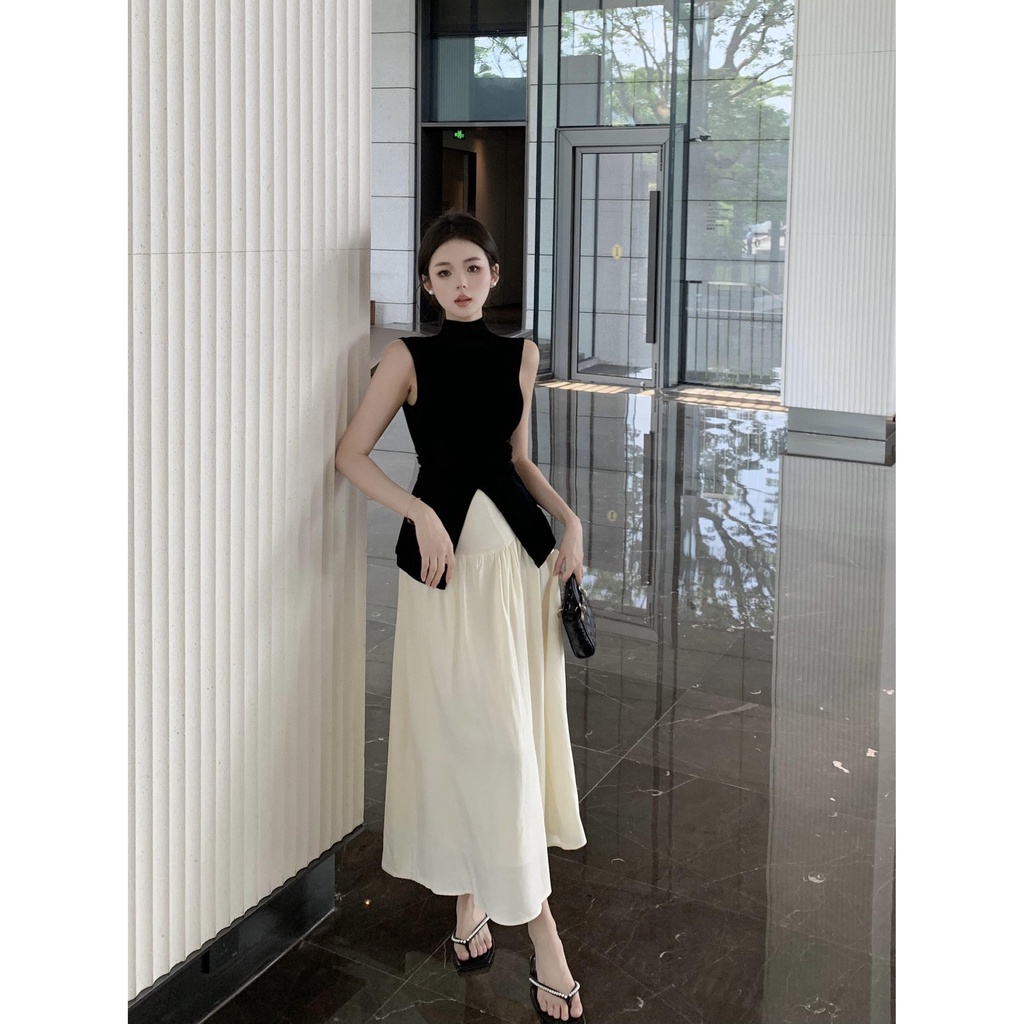 nini-ชุดฤดูร้อน-กระโปรงยาวระดับกลาง-เอวสูง-ทรงสลิมฟิต-สไตล์ใหม่-หรูหรา