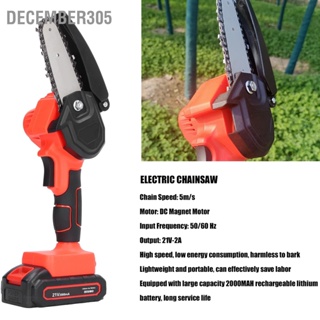 December305 4in 21V 2000MAH Mini Chainsaw เลื่อยลูกโซ่ไฟฟ้าไร้สายแบบชาร์จไฟได้เลื่อยตัดไม้เลื่อยโซ่ US Plug 100-240V