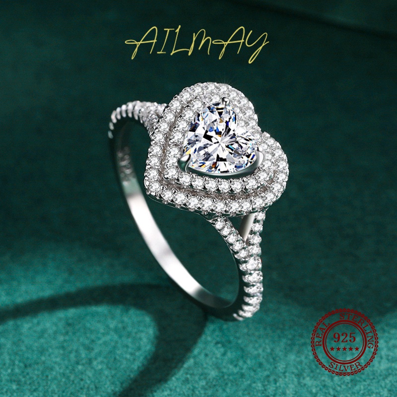 ailmay-แหวนเงินแท้-925-รูปหัวใจ-หรูหรา-โรแมนติก-เครื่องประดับแฟชั่น-สําหรับผู้หญิง-งานแต่งงาน