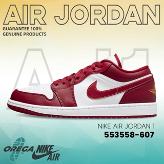 {100%แท้}Air Jordan 1 Low 553558-607 รองเท้าผ้าใบ