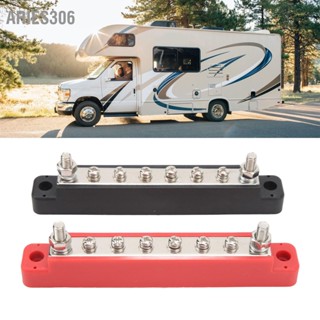 Aries306 1 คู่ M6 Power Distribution Block High Current DC12V to 48V 150A Double Stud 8 Way แบตเตอรี่ Bus Bar สีดำสีแดงสำหรับรถเรือ