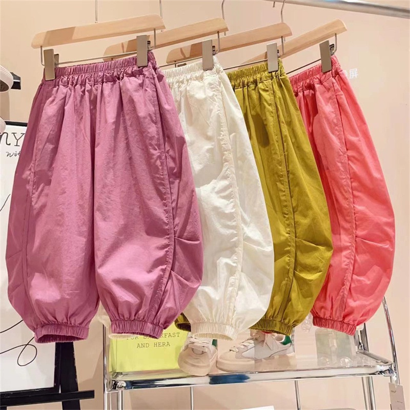 cream-home-boys-and-girls-2023-summer-solid-color-casual-pants-baby-korean-version-of-foot-bound-anti-mosquito-pants