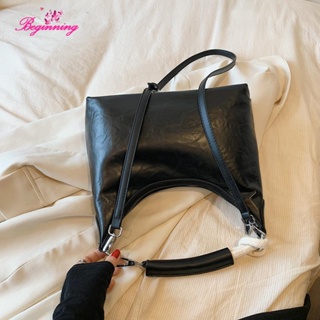 ♫ เริ่มต้น ♫ กระเป๋าถือ กระเป๋าสะพายไหล่ แฟชั่นสําหรับสตรี สไตล์เกาหลี (สีดํา) ✿