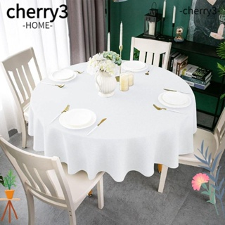 Cherry3 ผ้าปูโต๊ะ ผ้าลินินเทียม ทรงกลม เส้นผ่าศูนย์กลาง 60 นิ้ว กันน้ํา ทนทาน สีขาว