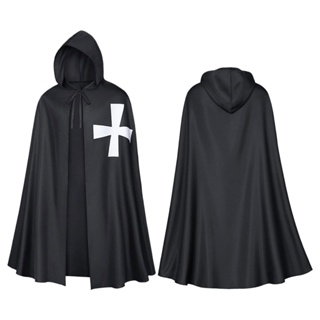 เสื้อคลุมคอสเพลย์ อัศวินยุคกลาง Renaissance Halloween Surcoat Warrior สีดํา