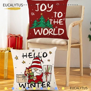Eutus ปลอกหมอนผ้าลินิน ลายคริสต์มาส สําหรับตกแต่งบ้าน ปาร์ตี้คริสต์มาส