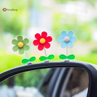 Abongbang ดอกไม้ขนาดเล็ก เครื่องประดับรถยนต์ แดชบอร์ด หัวเขย่า ตกแต่งกระจกมองหลังรถยนต์ กระจกมองหลัง เครื่องประดับ มีกาวในตัว อัตโนมัติ ดี