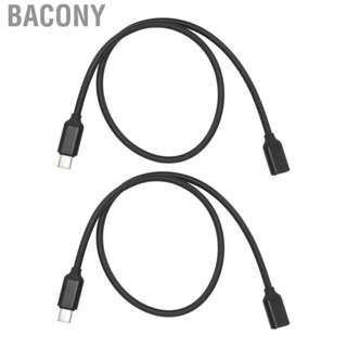 Bacony 2PCS Type C Male to Female Extension Cable PD Power Connector Cord Black