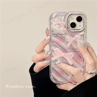 เคสมือถือ ประดับโบว์ ไข่มุก สามมิติ สีชมพู สําหรับ iPhone14pro max iPhone13 12 11 Iphone14 Pro max 13 12 แบบใหม่ 11