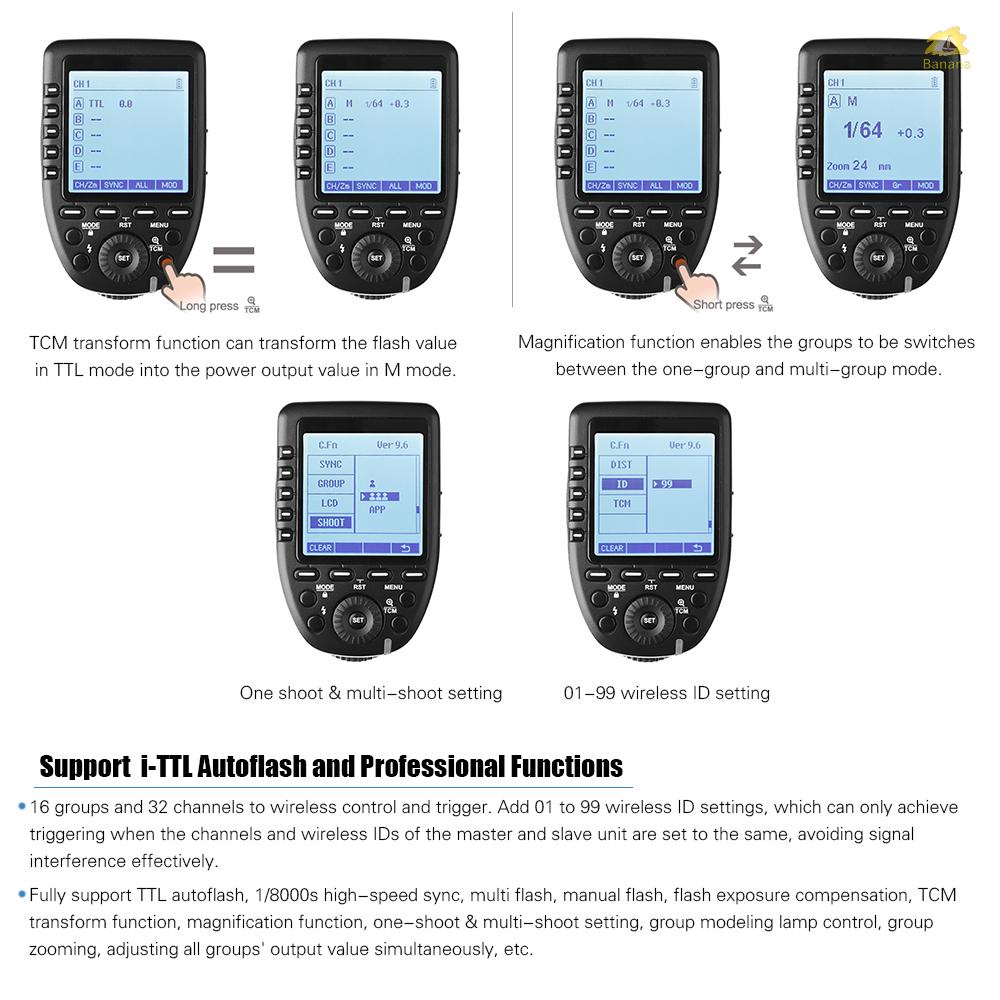 banana-pie-godox-xpro-n-i-ttl-เครื่องส่งสัญญาณแฟลชทริกเกอร์-พร้อมหน้าจอ-lcd-ขนาดใหญ่-ระบบไร้สาย-2-4g-x-32-ช่อง-16-กลุ่ม-รองรับ-ttl-autoflash-1-8000s-hss-สําหรับกล้องซีรีส์