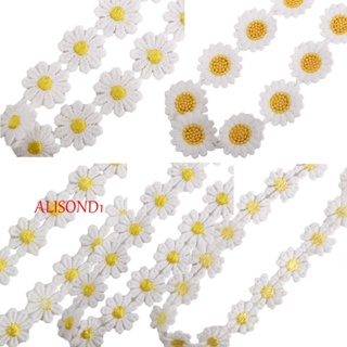 Alisond1 ริบบิ้นลูกไม้ ลายดอกเดซี่ สีเหลือง แฮนด์เมด ขนาดเล็ก สําหรับตกแต่งผม