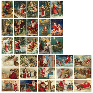 Wanpanyu โปสการ์ด ลายคริสต์มาส 30 แบบ สไตล์วินเทจ เรโทร สําหรับเก็บสะสม ของขวัญ เทศกาลคริสต์มาส