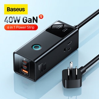 Baseus ใหม่ อะแดปเตอร์ปลั๊กไฟดิจิทัล 30W 40W 60W 3AC ปลั๊ก US ควบคุมแบบสัมผัส ชาร์จ USB