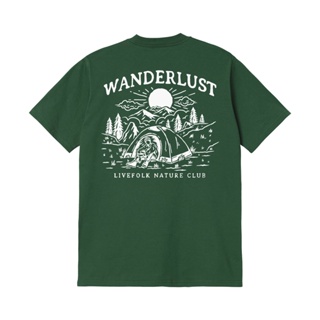 เสื้อยืดผ้าฝ้ายพิมพ์ลายLivefolk - Wanderlust Green T-Shirt