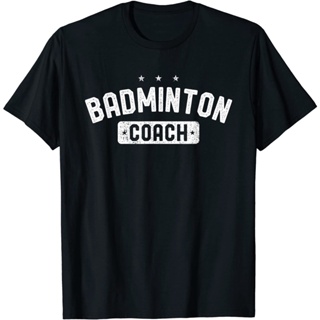 Badminton Coach Vintage Badminton Cotton Tshirt Short Sleeve Printed Crew Neck Top Tees Shirt for Ma_02