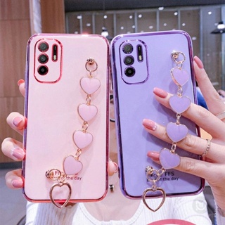 เคสโทรศัพท์มือถือ พร้อมสายคล้องมือ จี้หัวใจ หรูหรา สําหรับ OPPO A54 A55 A58 A78 A74 A94 A95 A16 A16S A17 A17K A15 A15S