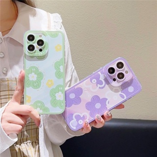 Casing for infinix Hot 20S 4G 20 5G Play 20i 12i 12 11S NFC 11 2021 10 10i 10T 10S 9 Pro 8 Lite ins Oil Painting Green And Purple Flowers Fine Hole Tpu Straight edge Case Cover 1STD 36
