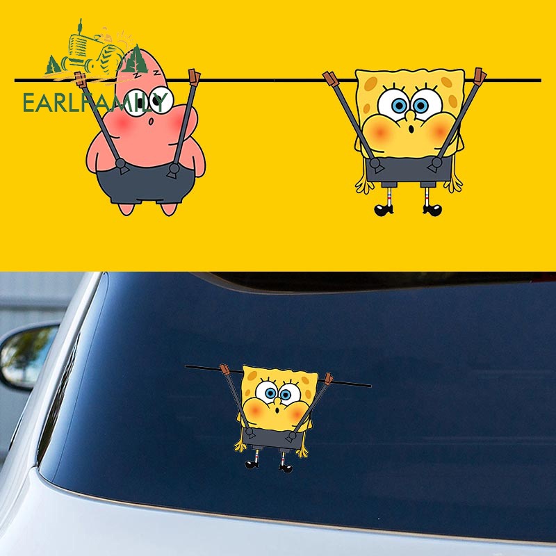 earlfamily-สติกเกอร์ไวนิล-ลายการ์ตูน-spongebob-กันน้ํา-สําหรับติดตกแต่งตู้เย็น-รถยนต์-รถจักรยานยนต์-13-ซม-8-4-ซม