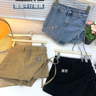 พร้อมส่ง ขายดี ใหม่ กางเกงยีนขาสั้นลําลอง จับจีบ ขนาดใหญ่ กลาง เข้ากับทุกการแต่งกาย แฟชั่นฤดูร้อน สไตล์เกาหลี ญี่ปุ่น สําหรับเด็กผู้หญิง 2023