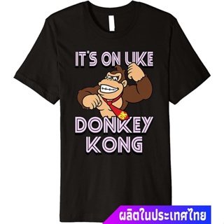 เสื้อยืดผ้าคอตตอน ผู้ชายและผู้หญิง Super Mario Its On Like Donkey Kong Premium T-Shirt discount รุ่นคู่S-5XL