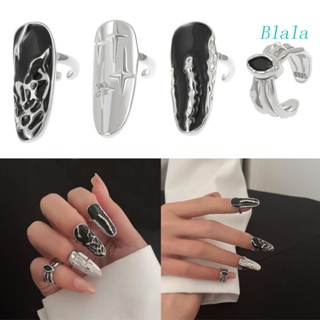 Blala เครื่องประดับแหวน ปลายนิ้ว รูปแบบไม่สม่ําเสมอ สไตล์พังก์ สําหรับตกแต่งเล็บ