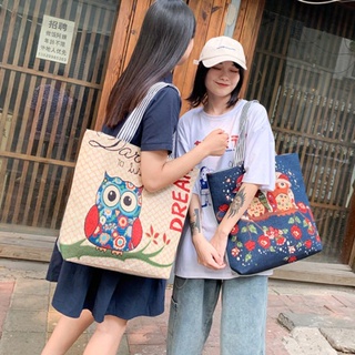 กระเป๋าผ้าใบแฟชั่นเกาหลีกระเป๋าสะพายง่ายสุภาพสตรีความจุขนาดใหญ่กระเป๋าช้อปปิ้งกระเป๋าถือ  SH6143