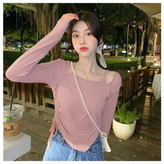 เสื้อยืดแขนยาว ทรงสลิมฟิต แฟชั่นฤดูใบไม้ผลิ สําหรับผู้หญิง และนักเรียน 2023