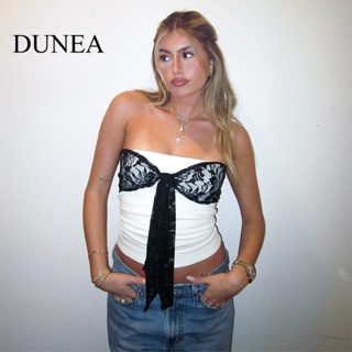 Dunea เสื้อท็อปส์ ลําลอง ผูกเชือก สีพื้น สําหรับผู้หญิง