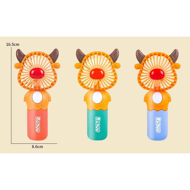 พัดลมพกพา-พัดลมมือถือ-รูปวัว-ลายน่ารัก-ขนาดกระทัดรัด-พร้อมส่งในไทย