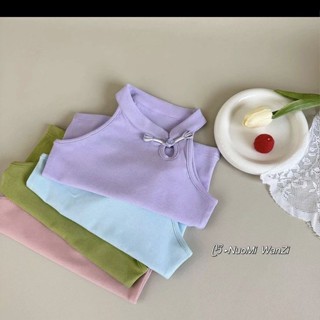 พร้อมส่ง ขายดี ใหม่ เสื้อแขนกุด สายคล้องคอ สีพื้น สไตล์เกาหลี ญี่ปุ่น แฟชั่นฤดูร้อน สําหรับเด็กผู้หญิง 2023