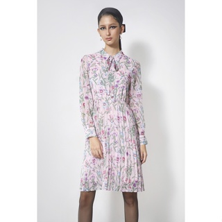 ESPADA เดรสลายพิมพ์ดอกไม้ ผู้หญิง สีม่วง | Romantic Floral Print Dress | 4683