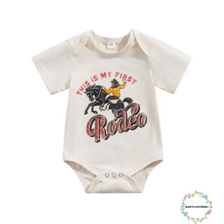 Babyclothes- ชุดรอมเปอร์ แขนสั้น คอกลม พิมพ์ลายตัวอักษรม้า ทรงหลวม ลําลอง แฟชั่นฤดูร้อน สําหรับเด็กผู้ชาย