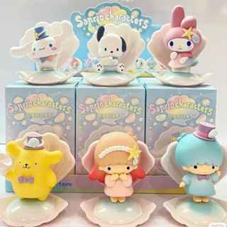 ตุ๊กตาฟิกเกอร์ Sanrio My Mystery Box Bihai Holiday Melody Kuromi Cinnamon Dog เหมาะกับของขวัญ สําหรับตกแต่งโต๊ะ