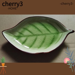 Cherry3 ใหม่ ที่วางช้อน เซรามิค รูปใบไม้ ขนาด 6.7 X 3.9 นิ้ว สีเขียว สําหรับทําอาหาร 2 ชิ้น