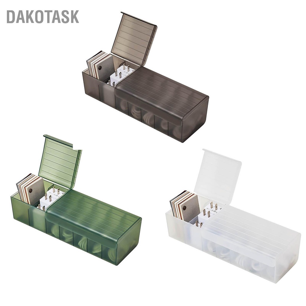 dakotask-กล่องเก็บสายเคเบิลข้อมูลหลายช่องเดสก์ท็อปเคสสายชาร์จพร้อมฝาปิดสำหรับเครื่องประดับหูฟังนาฬิกา