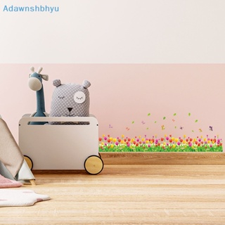 Adhyu สติกเกอร์ติดผนัง ลายดอกทิวลิป หญ้า ผีเสื้อ สําหรับตกแต่งบ้าน ห้องนั่งเล่น ห้องนอน TH