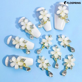 Flospring อุปกรณ์ตกแต่งเล็บ พลอยเทียม 3D สําหรับตกแต่งเล็บ 10 ชิ้น