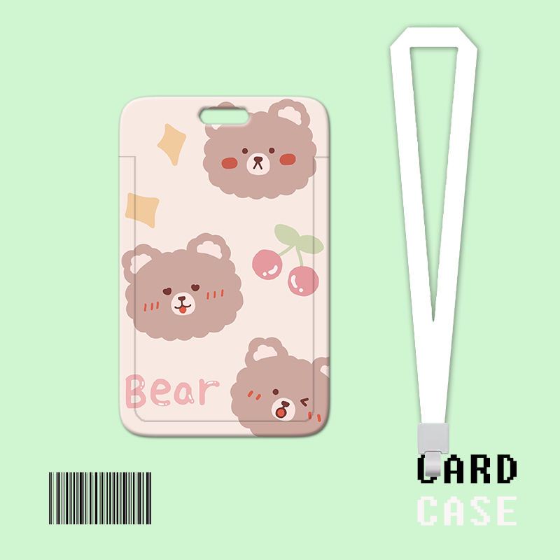 เคสป้องกัน-ลายหมีเชอร์รี่น่ารัก-สําหรับใส่บัตรประจําตัว