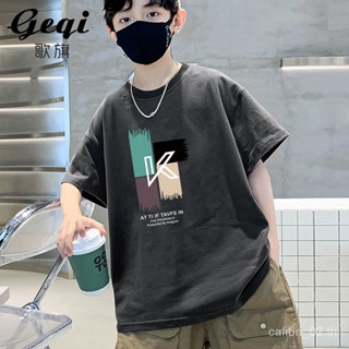 เสื้อยืด คอกลม แขนสั้น ผ้าฝ้ายแท้ ทรงหลวม แฟชั่นฤดูร้อน สําหรับเด็กผู้ชาย AX2323