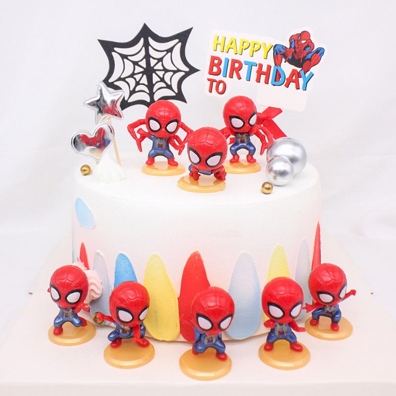 โมเดลตุ๊กตาฟิกเกอร์-disney-marvel-avengers-spider-man-pvc-สําหรับตกแต่งเค้ก-ห้องนอนเด็ก-8-ชิ้น-ต่อชุด