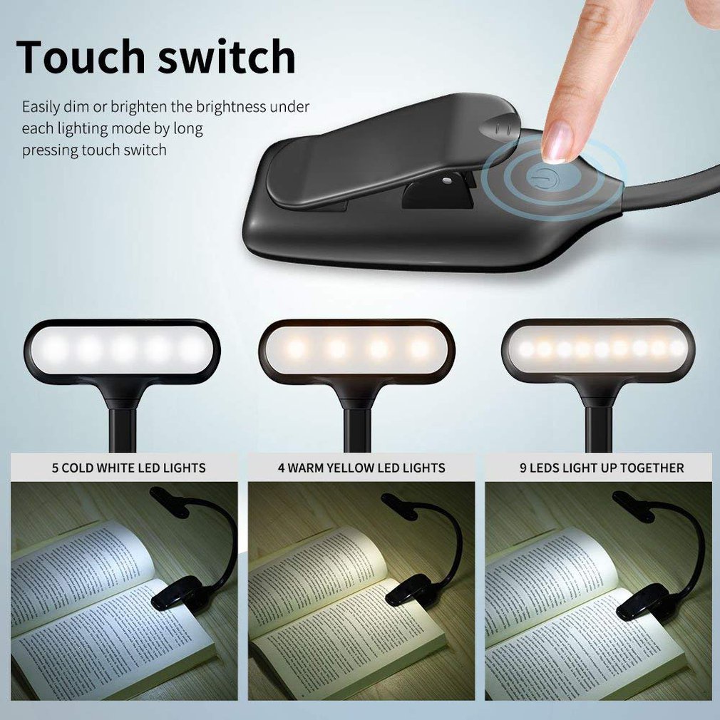 rechargeable-led-book-light-reading-flexible-lamp-dimmer-clip-table