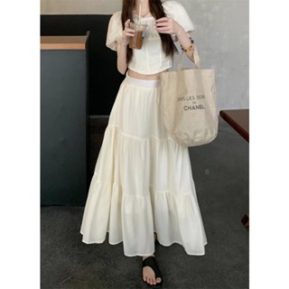 เสื้อเชิ้ตแขนสั้น เข้ารูป และกระโปรง เอวสูง สไตล์ฝรั่งเศส สําหรับเด็กผู้หญิง