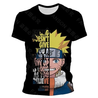 เสื้อยืดแขนสั้นSummer Tee Shirt Men Bandai Naruto 3D Print Cool Children T-shirts Cartoon Anime Short Sleeve DIY Women O