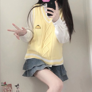 เสื้อกั๊ก คอวี ผ้าถัก ปักลายการ์ตูน Sanrio Kuromi Cinnamoroll My Melody น่ารัก เหมาะกับของขวัญ สําหรับผู้หญิง