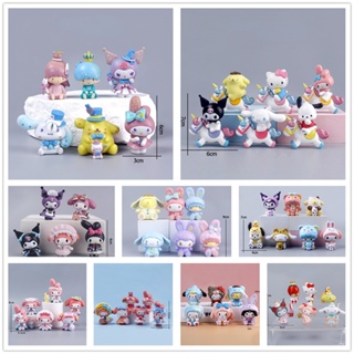 ฟิกเกอร์ Kuromi Sanrio Melody Hello Kitty ของขวัญวันเกิด สําหรับประดับ 6 ชิ้น ต่อชุด