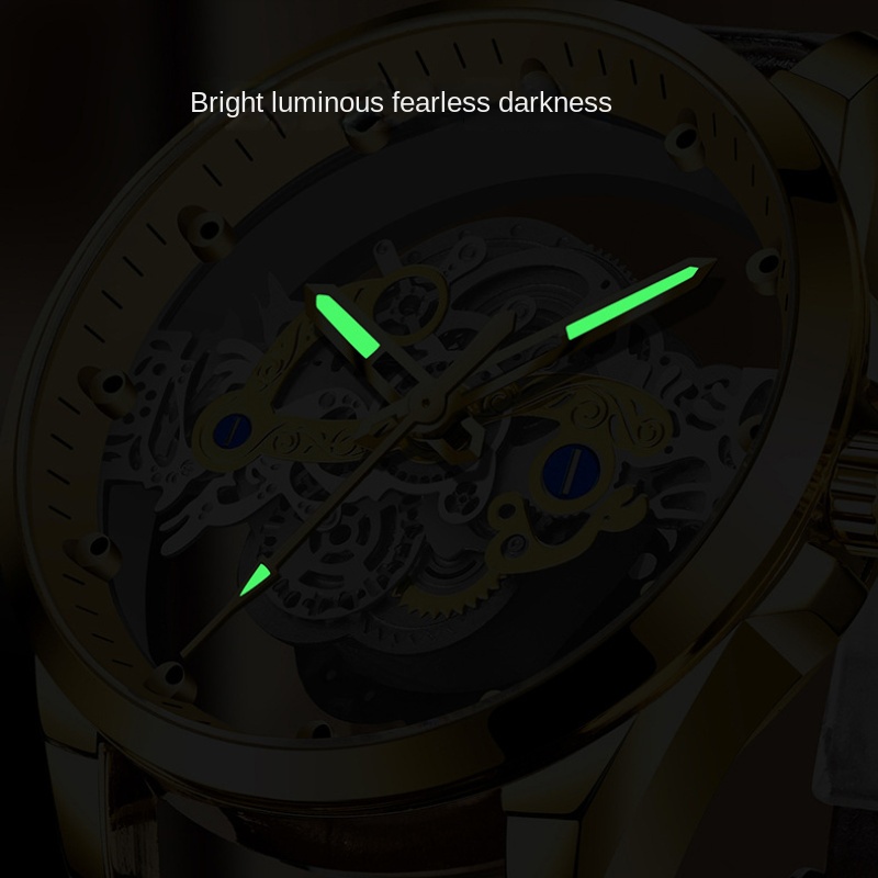 นาฬิกาข้อมืออัตโนมัติ-แบบเรืองแสง-กันน้ํา-สีโปร่งใส-สําหรับผู้ชาย