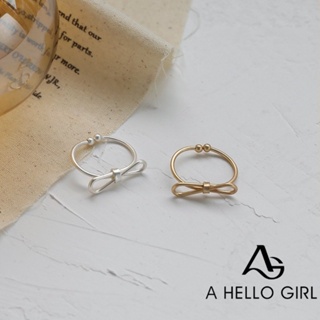 แหวนแฟชั่น ประดับโบว์ ปรับได้ สไตล์เกาหลี เรียบง่าย สําหรับผู้หญิง